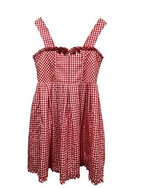 Rose Dirndl Bavarian Gingham Mini Dress, Red White, 8/10